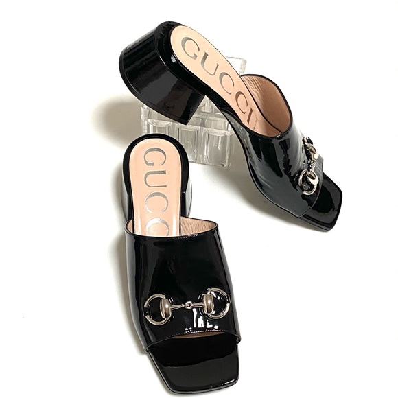 Gucci Patent leather mid-heel slides - Picture 2 of 8